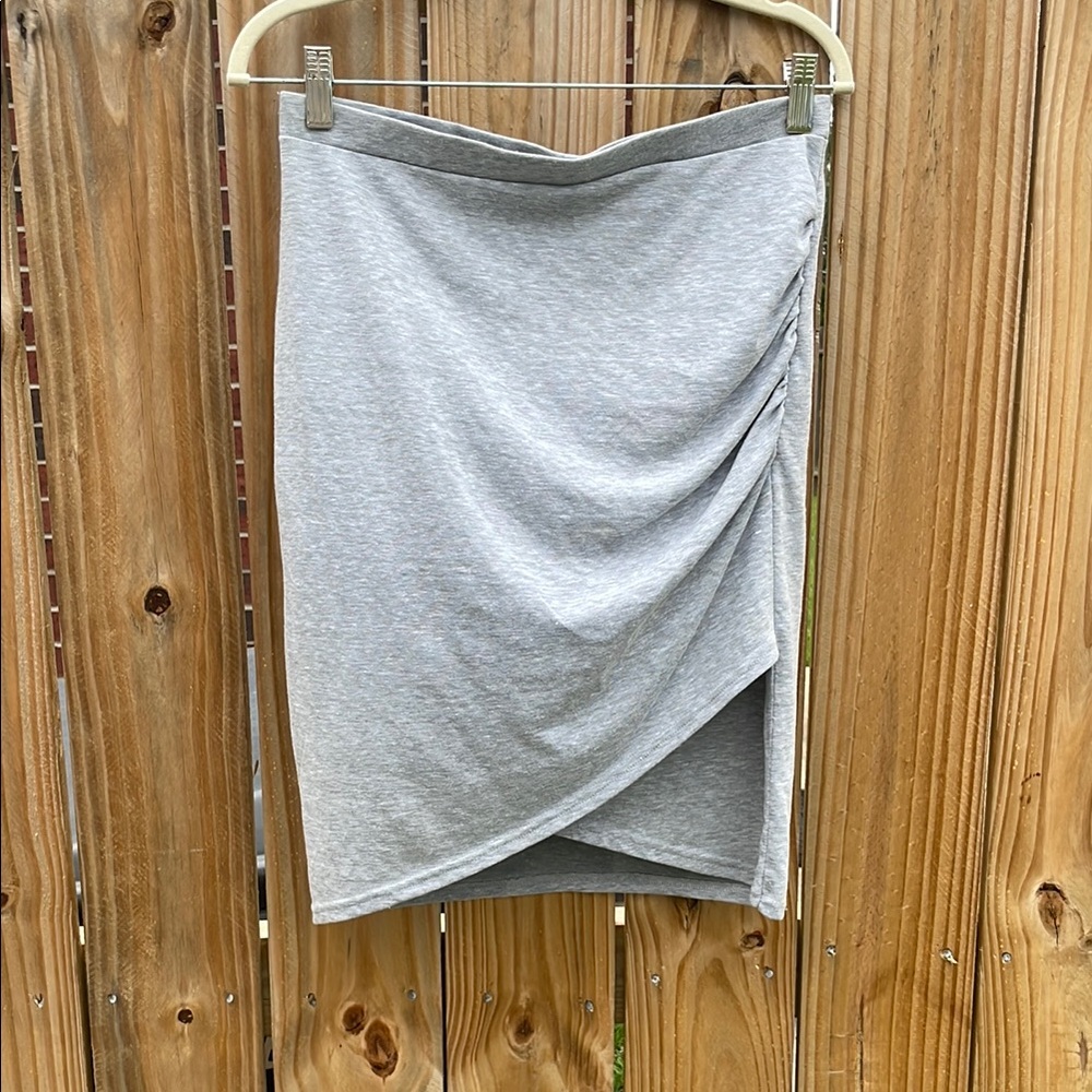 $5💕 LEITH Gray Wrap Mini Skirt Asymmetrical Ruched Casual